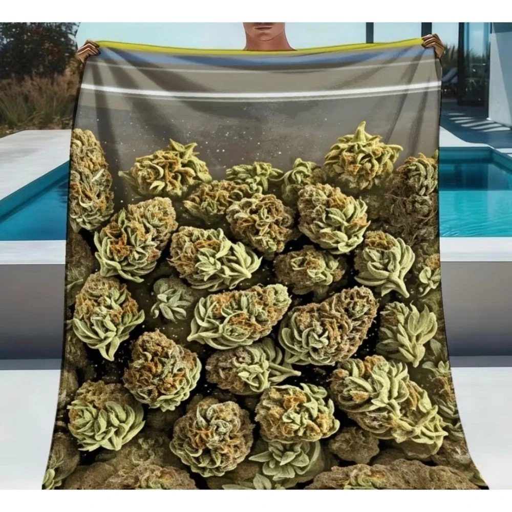 Bud Throw Blanket Unisex Large Green New Graphic Print 60x80